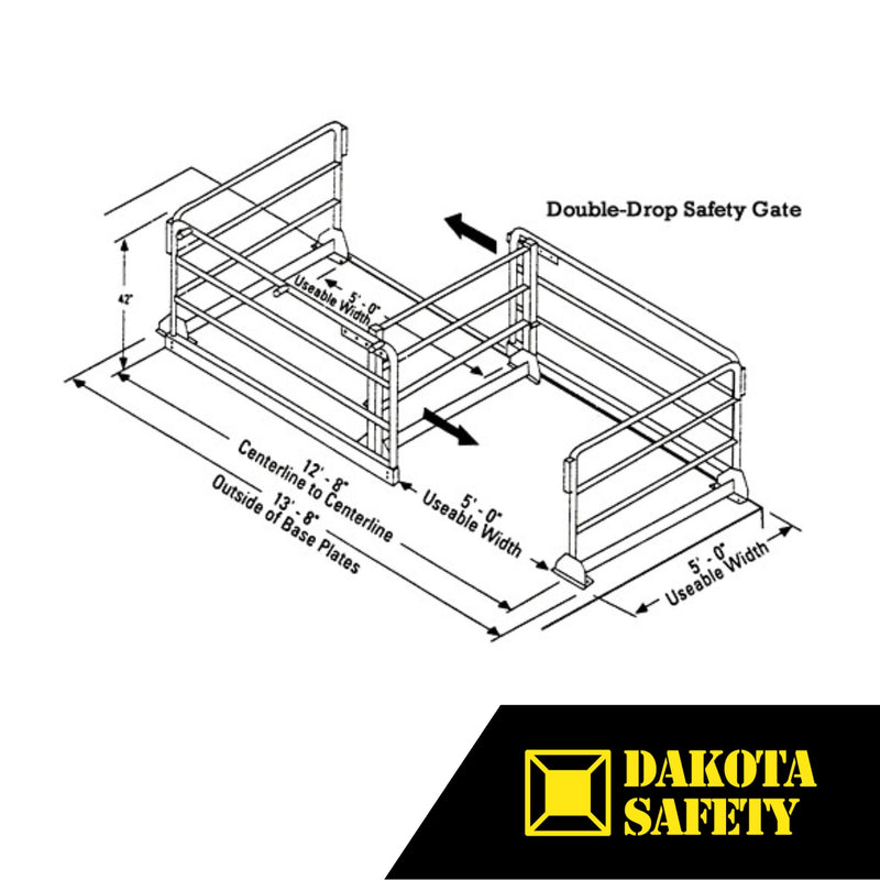 Double-Drop Safety Gate - OSHA Compliant Solution for Mezzanines and Elevated Platforms by Wildeck